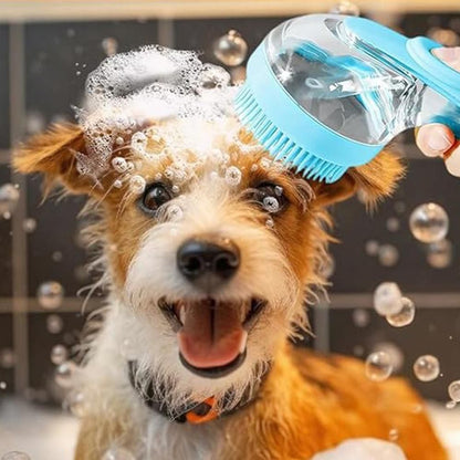 2-in-1 Pet Bath Brush with Built-in Shampoo Dispenser Dog Shampoo