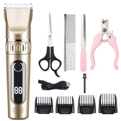 Electric Dog Cat Grooming Kit Cordless Pet Hair Shaver Scissors