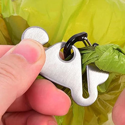 Metal Dog Poop Bag Holder Clips 2-Pack | Hands-Free Leash Attachment