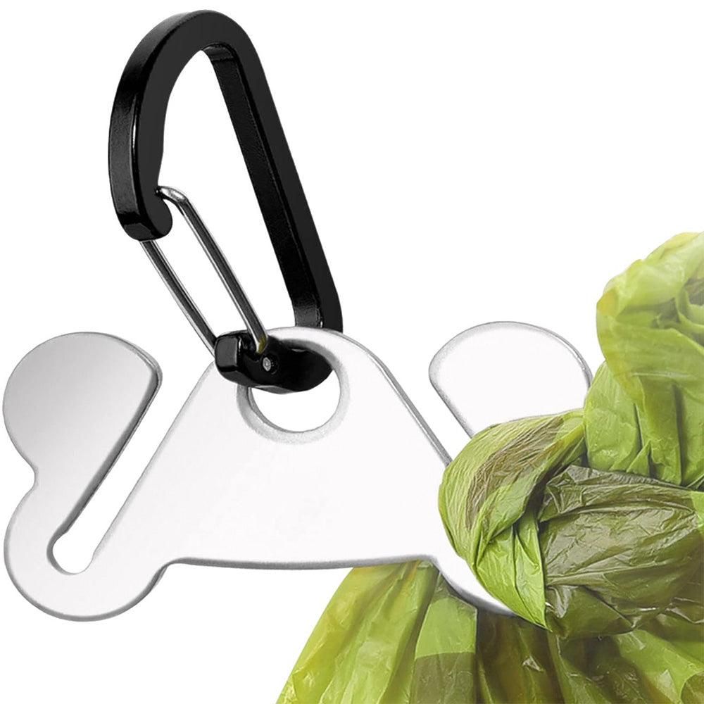Metal Dog Poop Bag Holder Clips 2-Pack | Hands-Free Leash Attachment