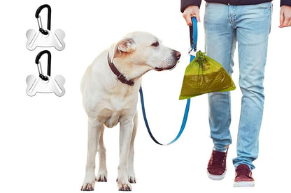 Metal Dog Poop Bag Holder Clips 2-Pack | Hands-Free Leash Attachment