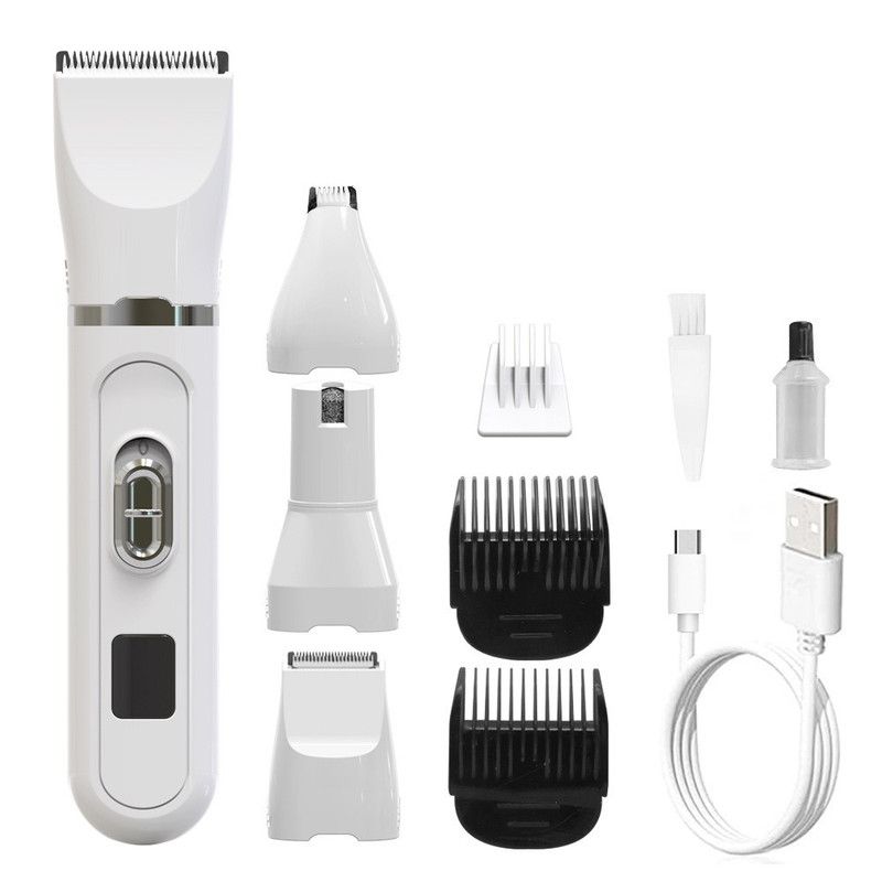 White 4-in-1 Pet Electric Clipper | Hair Trimmer Nail Grinder