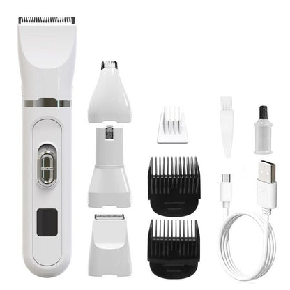 White 4-in-1 Pet Electric Clipper | Hair Trimmer Nail Grinder