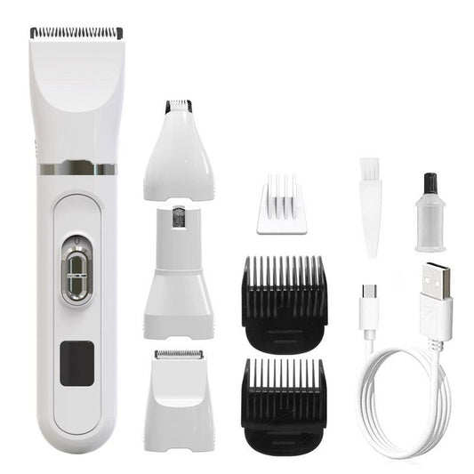 White 4-in-1 Pet Electric Clipper | Hair Trimmer Nail Grinder