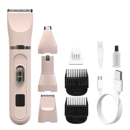 Pink 4-in-1 Pet Electric Clipper | Hair Trimmer Nail Grinder