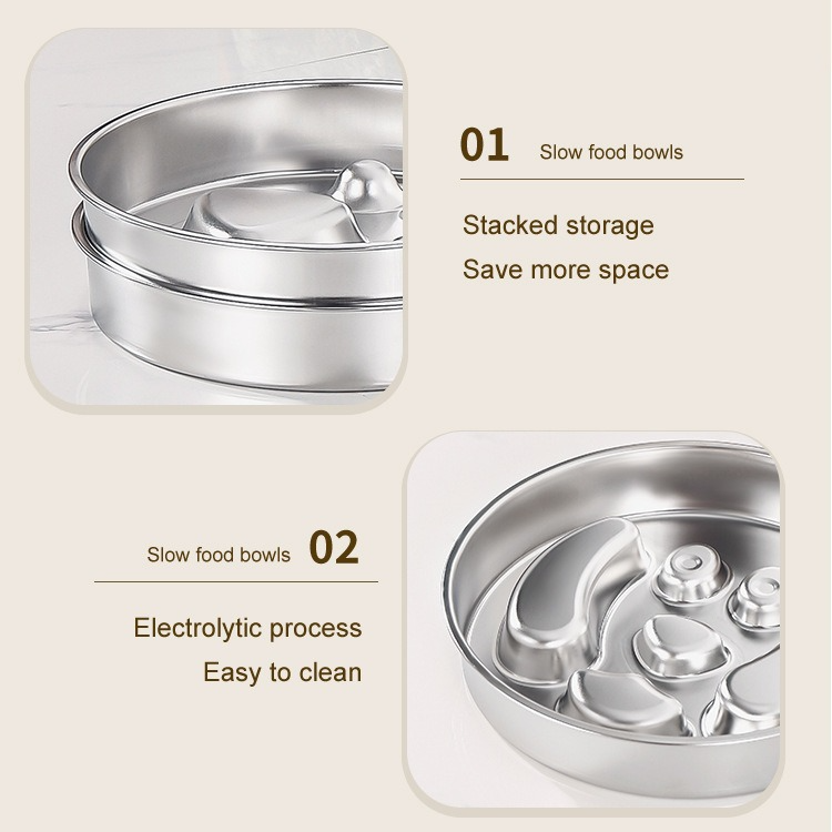 2-Piece Stainless Steel Slow Feeder Set for Pets | Design (3)