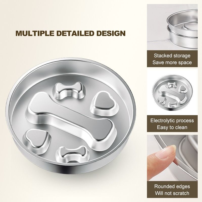 2-Piece Stainless Steel Slow Feeder Set for Pets | Design (3)