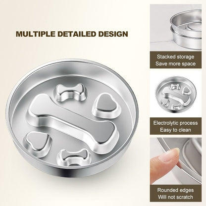 2-Piece Stainless Steel Slow Feeder Set for Pets | Design (3)