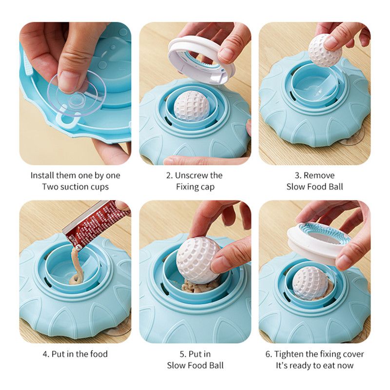 Pet Slow Feeder Bowl | Non-Slip Puzzle Feeder | Cat & Dog | Blue
