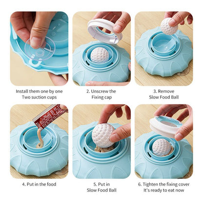 Pet Slow Feeder Bowl | Non-Slip Puzzle Feeder | Cat & Dog | Blue