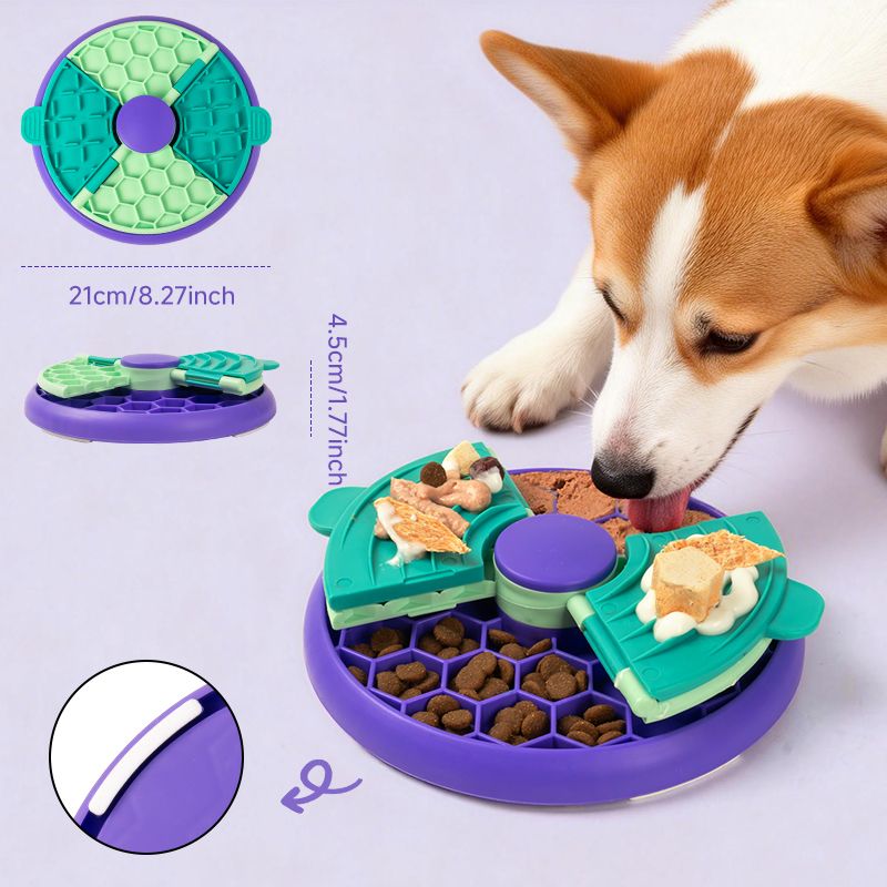 3-in-1 Pet Puzzle Slow Feeder Bowl with Multi-Level Rotating Disk