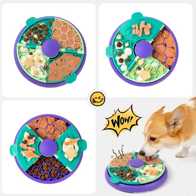 3-in-1 Pet Puzzle Slow Feeder Bowl with Multi-Level Rotating Disk
