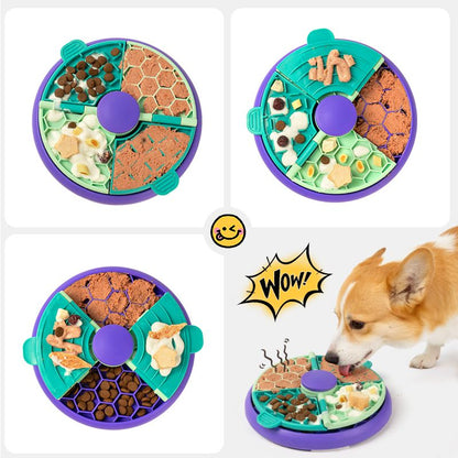 3-in-1 Pet Puzzle Slow Feeder Bowl with Multi-Level Rotating Disk