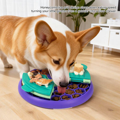 3-in-1 Pet Puzzle Slow Feeder Bowl with Multi-Level Rotating Disk