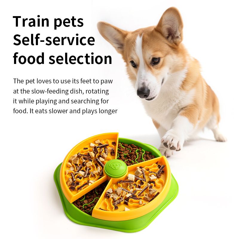 Large 360° Rotating Double-Layer Slow Feeder Bowl