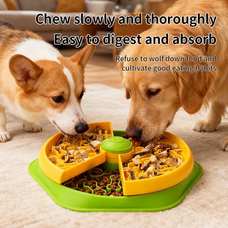 Large 360° Rotating Double-Layer Slow Feeder Bowl