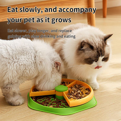 Large 360° Rotating Double-Layer Slow Feeder Bowl