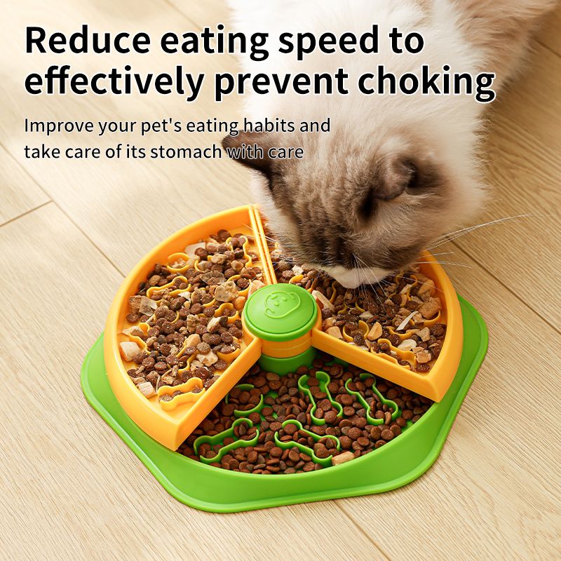 Large 360° Rotating Double-Layer Slow Feeder Bowl
