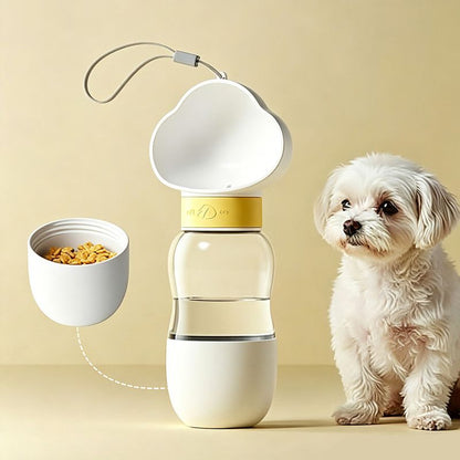 All-in-One Pet Travel Cup | 350ml Water + 200ml Food