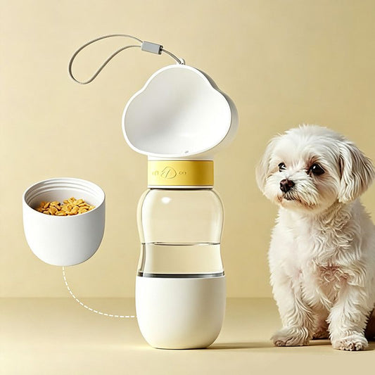 All-in-One Pet Travel Cup | 350ml Water + 200ml Food
