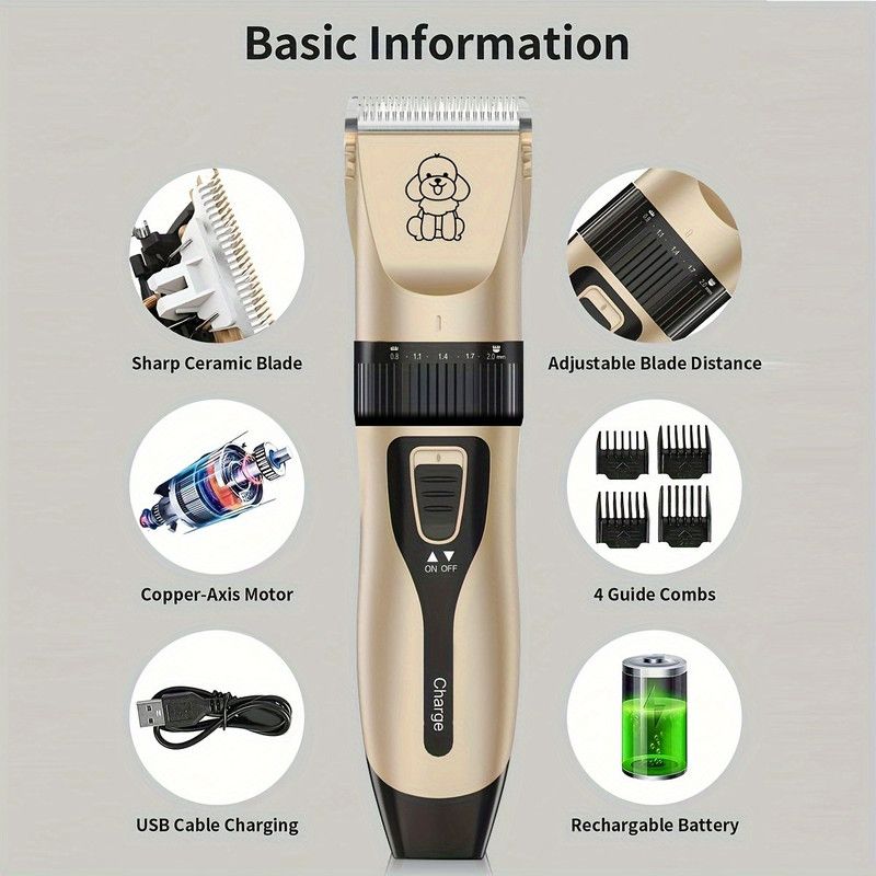 Quiet Professional Pet Grooming Clipper Set | Dog & Cat