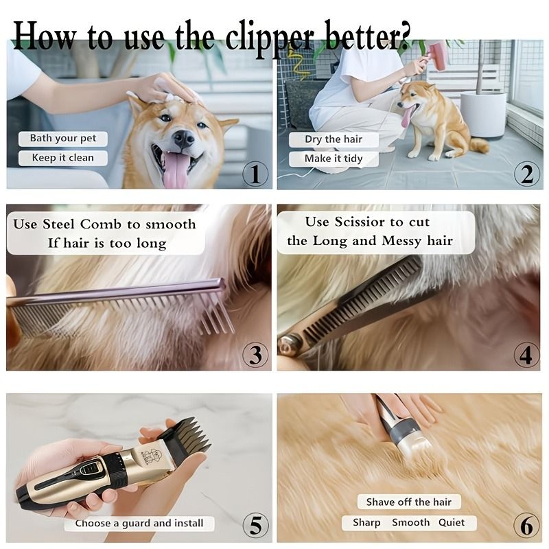 Quiet Professional Pet Grooming Clipper Set | Dog & Cat