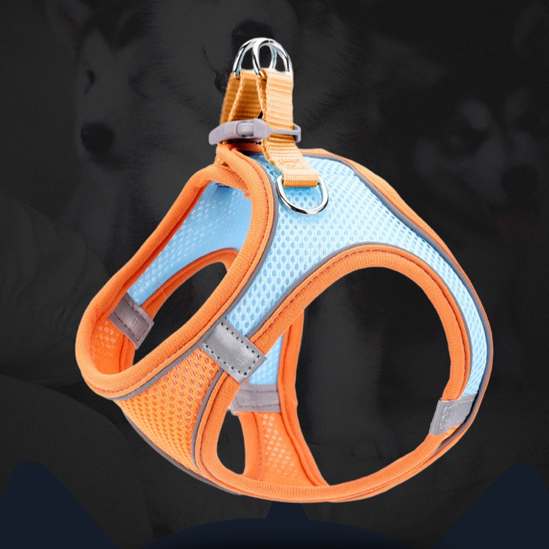 Breathable Reflective Pet Harness Set: Vest-Style Dog Harness + Leash | Blue-M (3)
