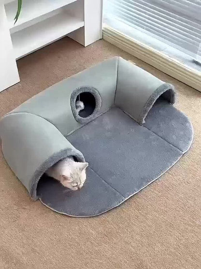 Warm Cat Tunnel Bed | Autumn/Winter Plush | Medium