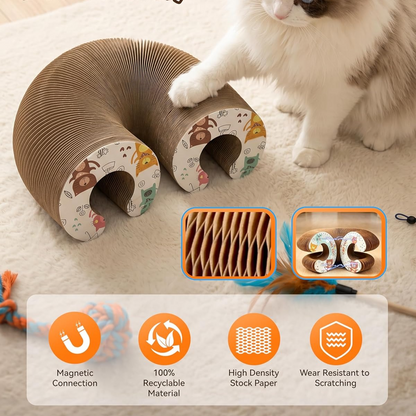 Accordion Cat Scratcher 2-Pack | Corrugated Cardboard | With Ball Toy