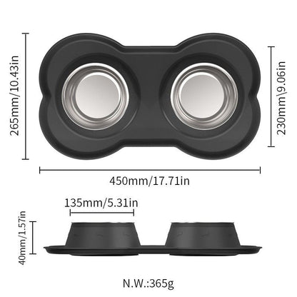 Anti Tip Stainless Steel Dog Bowl 2 in 2 Food Water Bowl