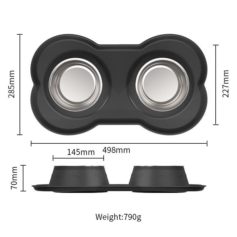 Anti Tip Stainless Steel Dog Bowl 2 in 3 Food Water Bowl