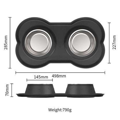 Anti Tip Stainless Steel Dog Bowl 2 in 3 Food Water Bowl