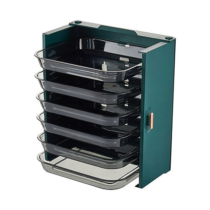 Kitchen Side Dishes Punch Free Foldable PET 6 Layers Wall Mounted | Green