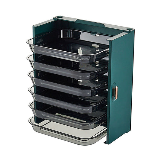 Kitchen Side Dishes Punch Free Foldable PET 6 Layers Wall Mounted | Green