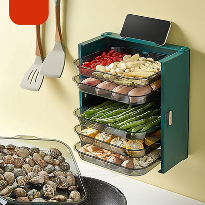 Kitchen Side Dishes Punch Free Foldable PET 6 Layers Wall Mounted | Green