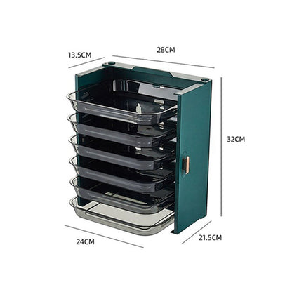 Kitchen Side Dishes Punch Free Foldable PET 6 Layers Wall Mounted | Green