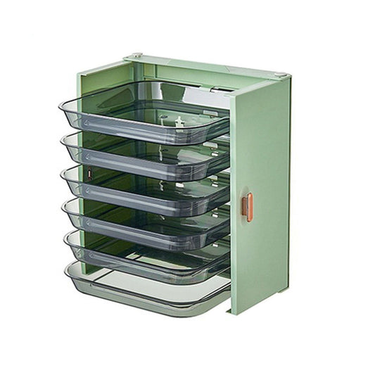 Kitchen Side Dishes Punch Free Foldable PET 6 Layers Wall Mounted