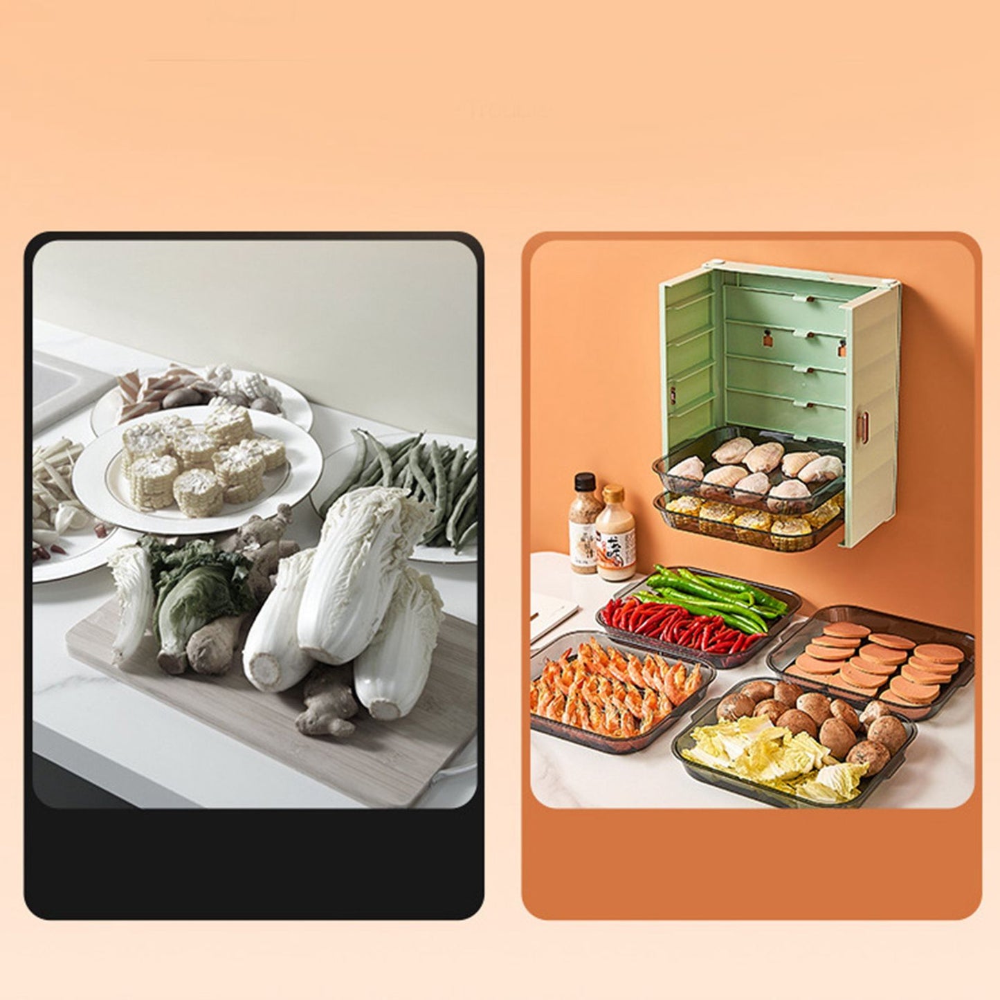 Kitchen Side Dishes Punch Free Foldable PET 6 Layers Wall Mounted