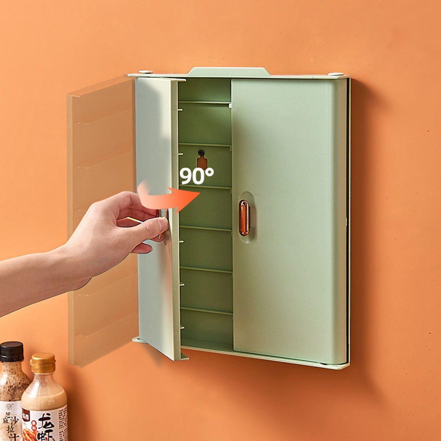 Kitchen Side Dishes Punch Free Foldable PET 6 Layers Wall Mounted