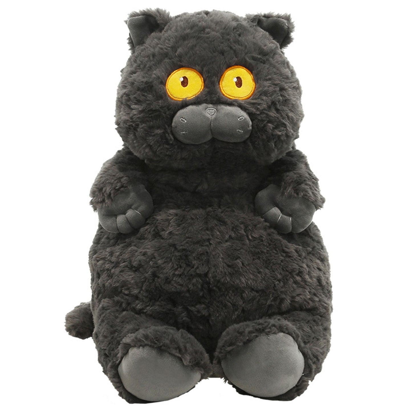 Cat Plush Toy Cute Soft Skin Friendly Fluffy Staring Short Plush Cat | Black
