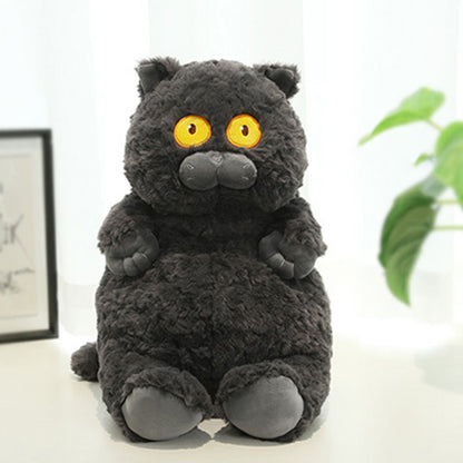 Cat Plush Toy Cute Soft Skin Friendly Fluffy Staring Short Plush Cat | Black