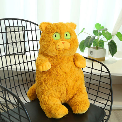 Cat Plush Toy Cute Soft Skin Friendly Fluffy Staring Short Plush Cat
