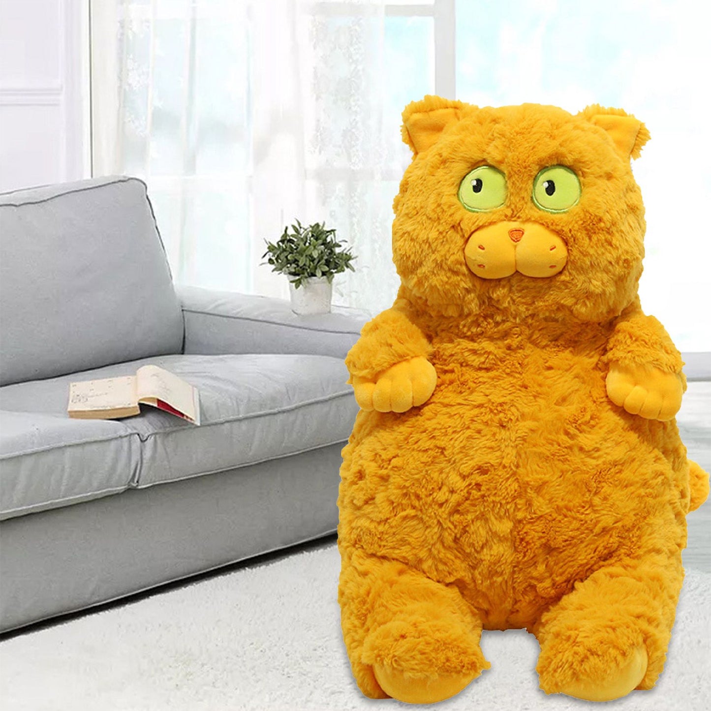 Cat Plush Toy Cute Soft Skin Friendly Fluffy Staring Short Plush Cat