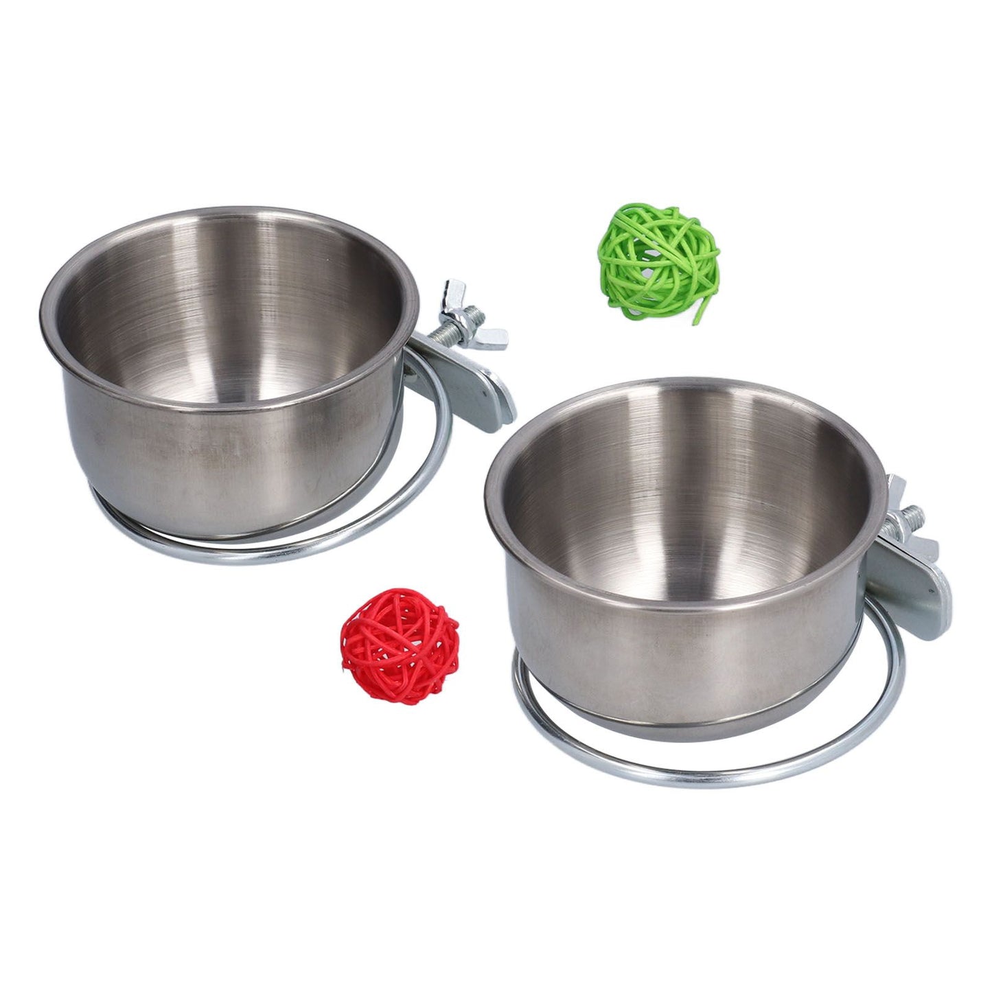 Stainless Steel Parrot Feeding Bowl with Rattan Ball for Hamster Small