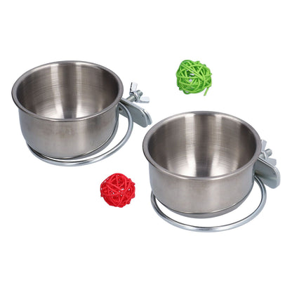 Stainless Steel Parrot Feeding Bowl with Rattan Ball for Hamster Small