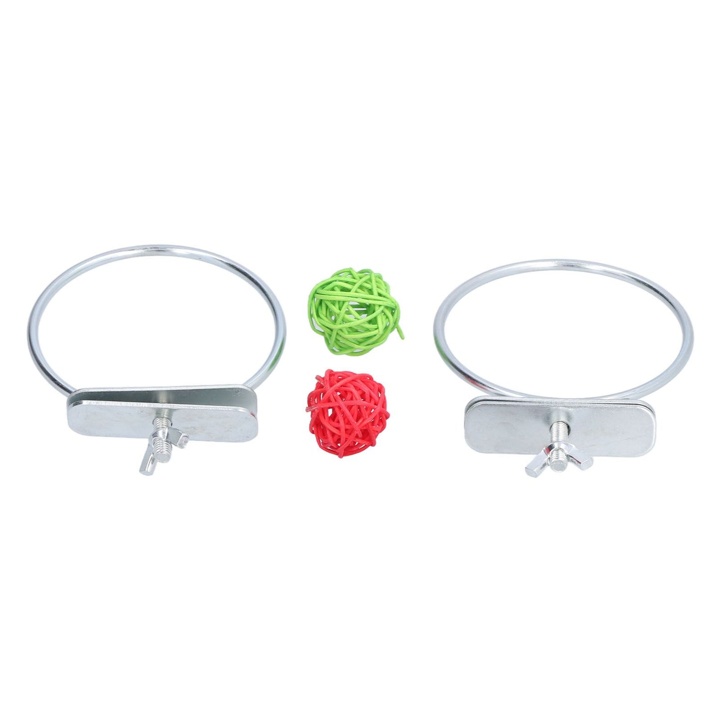 Stainless Steel Parrot Feeding Bowl with Rattan Ball for Hamster Small