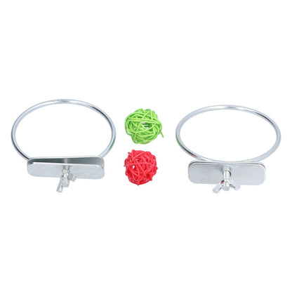 Stainless Steel Parrot Feeding Bowl with Rattan Ball for Hamster Small