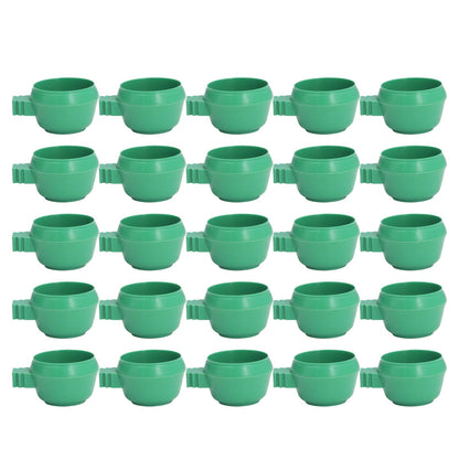 25Pcs Mini Bird Parrots Food Water Bowl Inlay Installation Round Green