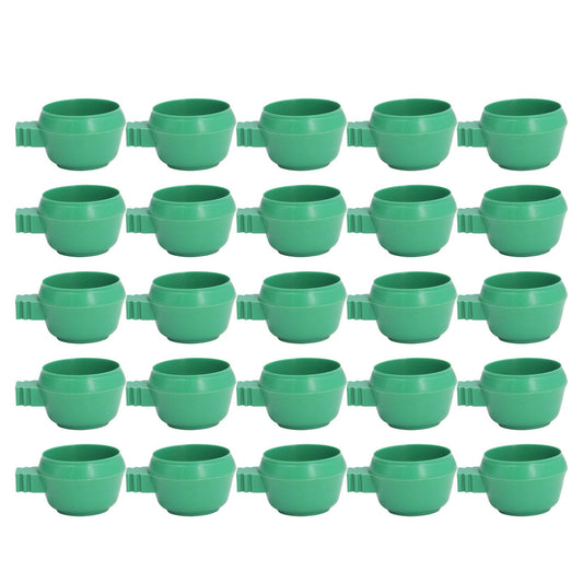 25Pcs Mini Bird Parrots Food Water Bowl Inlay Installation Round Green