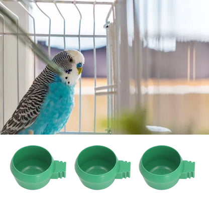 25Pcs Mini Bird Parrots Food Water Bowl Inlay Installation Round Green